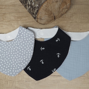 Set of 3 baby bibs premium quality, Bib burp clothes for boys, Soft muslin bibs, Double gauze baby bibs, First baby bib, infant bib