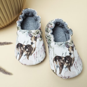 Chaussures pour bébé animal, Semelle souple réversible Chaussures pour nouveau-né, Préwalkers Pantoufles en tissu, Chaussures pour tout-petits, Moccs pour bébé de cerf, Cadeau pour bébé, Chaussures pour bébé