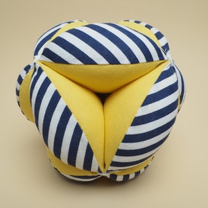 Blue Stripe Puzzle ball, Montessori baby toy, Fabric ball, Gripping Montessori ball, Sensory Toy, Gender neutral Baby Shower Gift