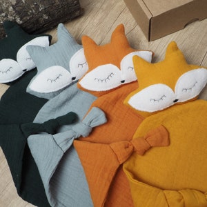 Animal lovey, Animal blanket, Security blanket, Organic, Muslin, Double gauze, Fox lovey, Baby gifts, Baby toy, Baby blanket, Comforter