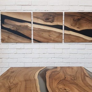 Triptych / wood epoxy resin wall art/ wall decoration / art wall