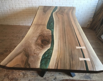 Dining table -  walnut wood and epoxy resin