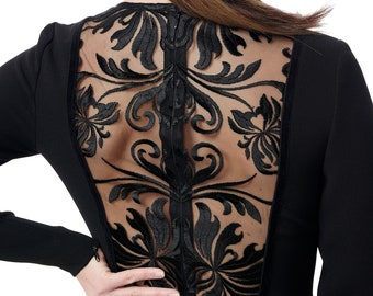 Inc flocked top velvet illusion sweater
