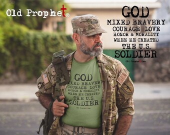 God Made Soldier Christian T shirts/Mens Shirts/Veteran Gift/Military Shirt/Inspirational Tees/Dad Gift/Jesus Shirt/Christian Gifts/Love