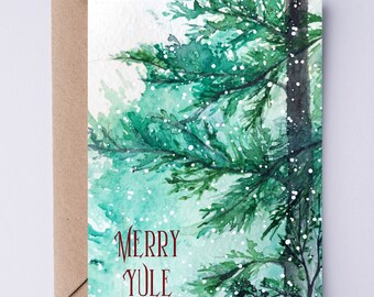 Merry Yule Card | Winter Solstice Notecard | Pagan Holiday Greeting Card