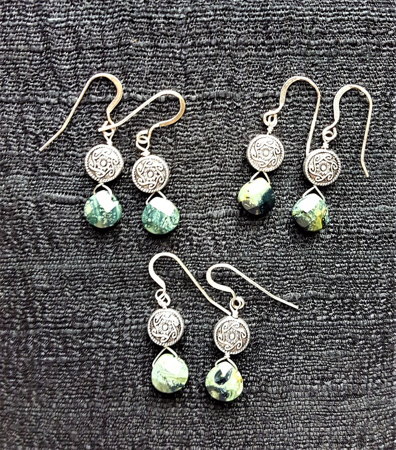 Celtic Camo Stone Drop Earrings Ireland Inspired Jewelry Etsy