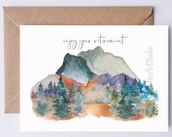 Retirement Card Nature Retirement Card - Environmentalist Retirement Card for the Tree Hugger Retiree - Mountains Art Card