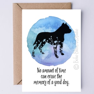 Dog Sympathy Card - Pit Bull Terrier Dog Memorial Card No Amount of Time - Loss of Dog Condolences Greeting Card Death of Puppy Card