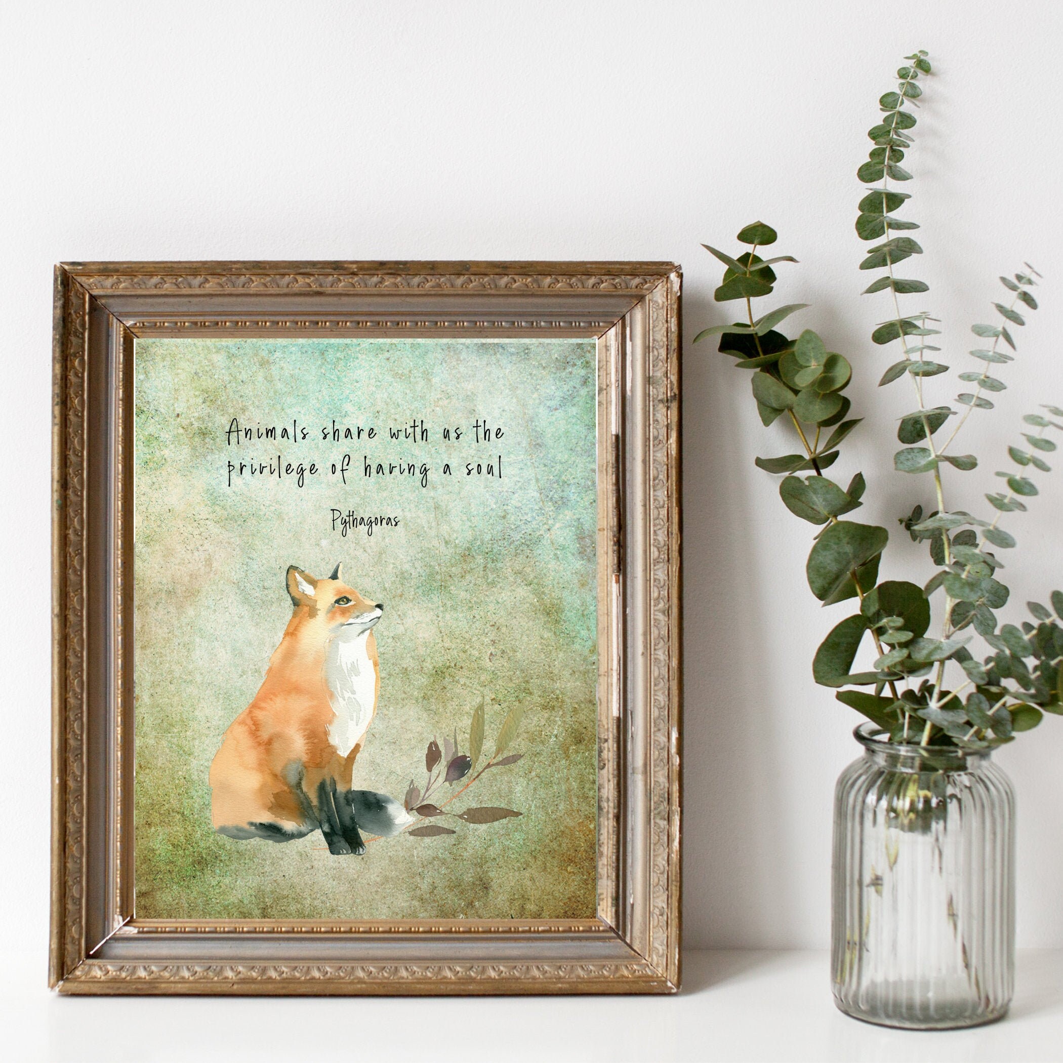 Animals share with us the privilege of having a soul Great gift for activists! Animal Rights /& Humanity Fox Watercolor Art Print