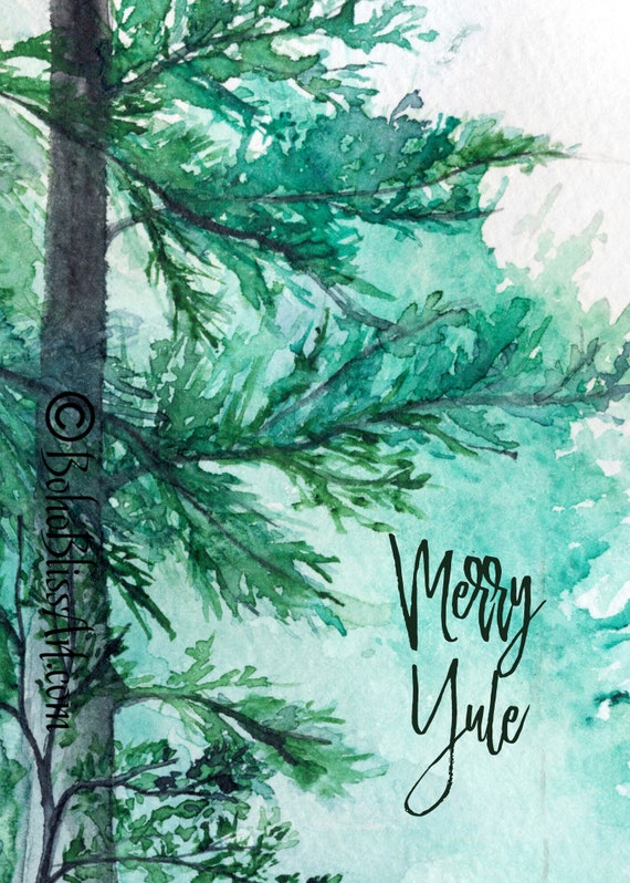 Merry Yule Holiday Art Print Winter Solstice Wall Decoration Etsy