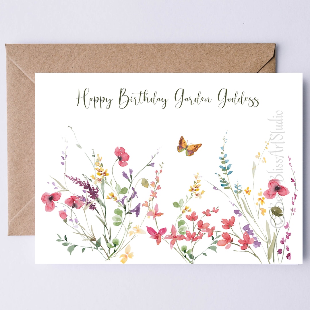 Gardener Birthday Card Happy Birthday Garden Goddess Card Wildflower