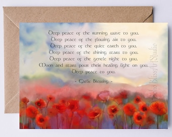 Gaelic Blessing Deep Peace of the Running Wave to You - Irish Sympathy Card Ireland Blessing Condolences Card Grief Support Card