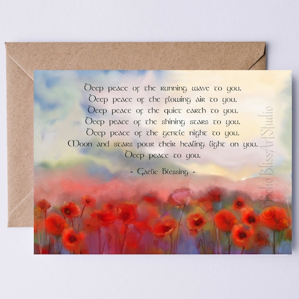 Gaelic Blessing Deep Peace of the Running Wave to You - Irish Sympathy Card Ireland Blessing Condolences Card Grief Support Card