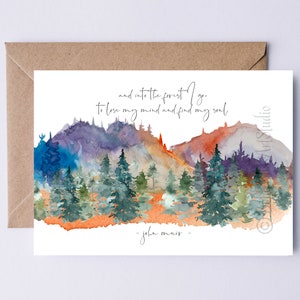 John Muir Quote And Into the Forest I Go Card Nature Card Tree Hugger Birthday Card Environmentalist Retirement Graduation Card