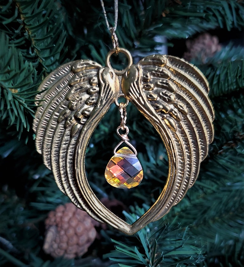 Angel Wings & Clear Rainbow Swarovski Crystal Tree Ornament Etsy