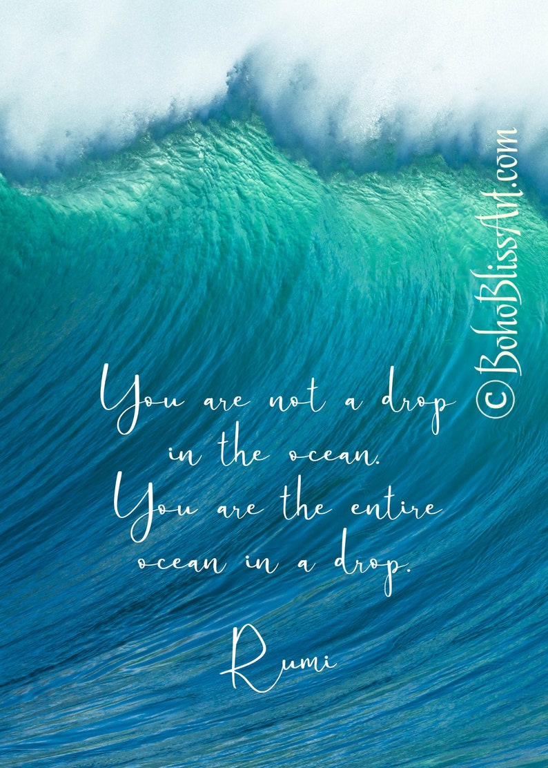 Rumi Quote You are not a drop in the ocean You are the entire Etsy