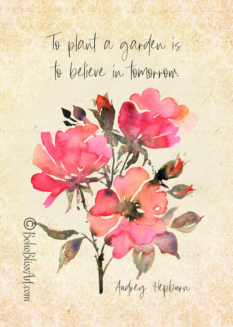 Audrey Hepburn Quote to Plant a Garden is to Believe in Etsy
