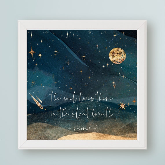 Rumi Quote Gift The Soul Lives There In The Silent Breath Etsy Australia