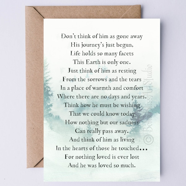 Sympathy Card - Don't Think of Him as Gone... Card for Death of Father, Husband, Son, Grandfather | Grief, Loss of a Loved One