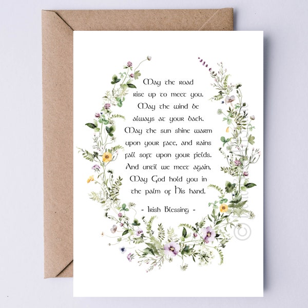 Irish Blessing Card May the Road Rise Up to Meet You - Irish Wedding Card - Ireland Greeting Card - Irish Notecard Birthday Anniversary