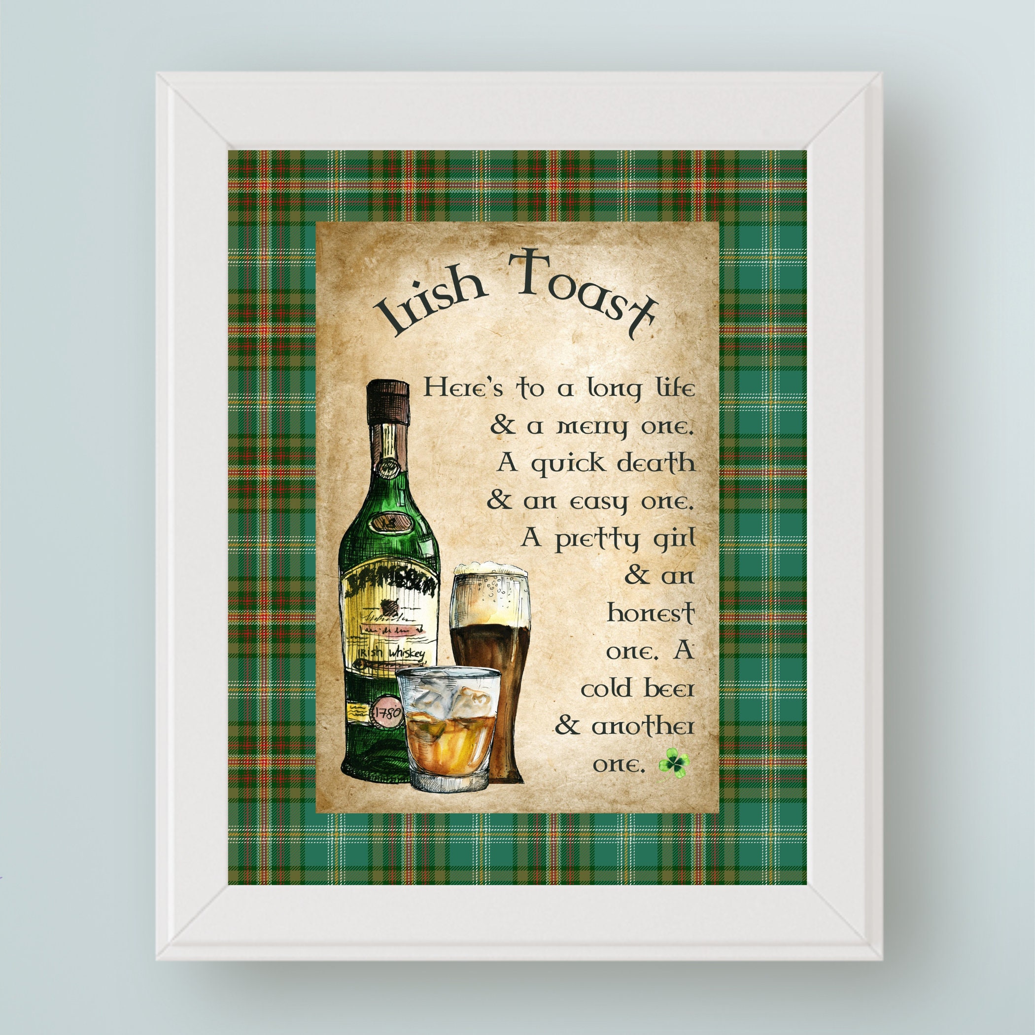 2100px x 2100px - Irish Art Print Drinking Toast: Here's to a Long Life - Etsy