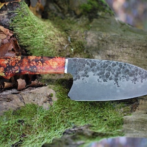 Serbian Chef Knife (Limited Autumn Collection), Handmade Forged Kitchen Knives, Custom, Personalized, Cleaver, High-carbon Clad Steel