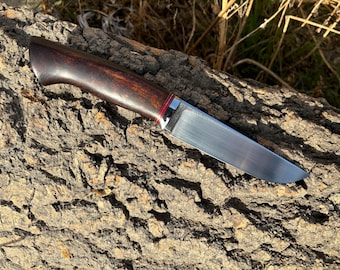Forged N690 Steel Hunting Knife with Iron Wood Handle & Leather Case