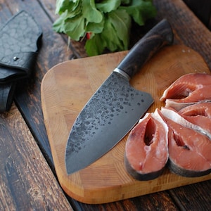Serbian Chef Knife, Handmade Forged Kitchen Knives, Custom, Personalized, Cleaver, High-carbon Clad Steel, Hunting