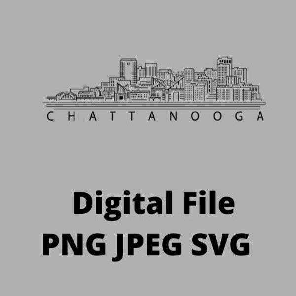Chattanooga Tennessee Cityscape Digital File-png, jpeg, svg