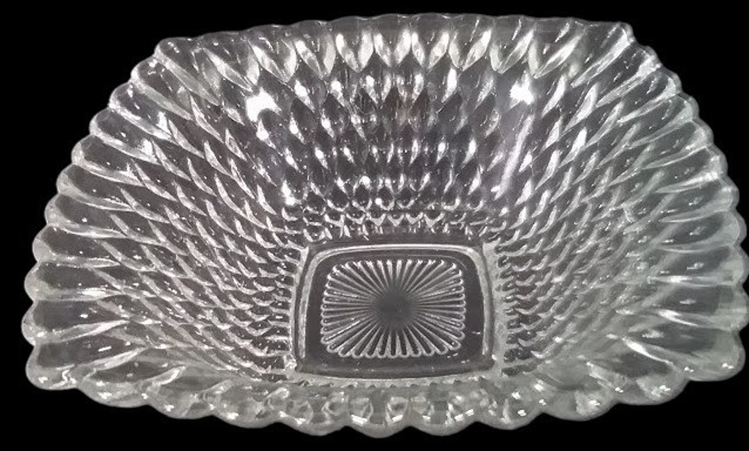Antique Indiana Glass Vintage Diamond Point Design Square Bowl - Etsy