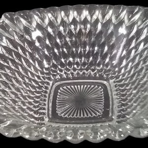 Antique Indiana Glass Vintage Diamond Point Design Square Bowl