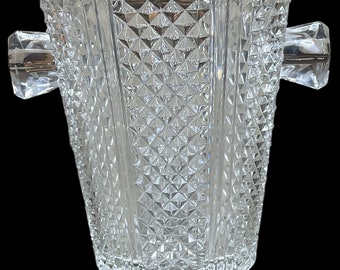 Waterford Crystal Ice Bucket Antique Wine Cooler Vintage Diamond Cut 2 Handles