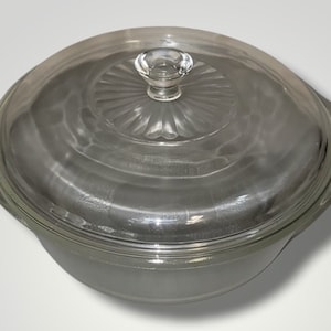 Vintage GlasBake Two Quart Round Casserole Dish With Lid