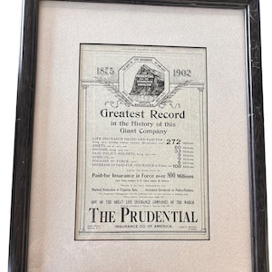 The Prudential Insurance CO of America Greatest Record Life Insurance 1875 1902