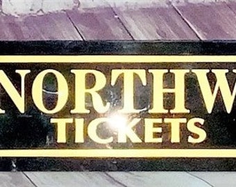 CANADIAN NATIONAL RAILROAD RAILWAY RR GLASS TICKET BOOTH SIGN 