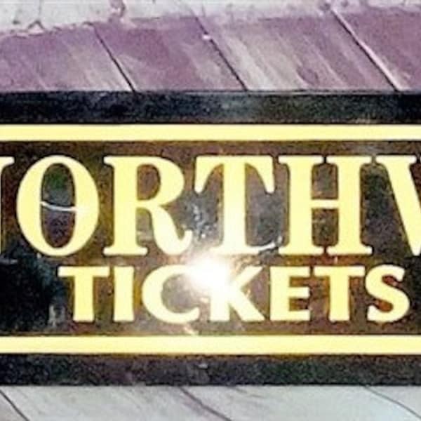 Chicago & Northwestern Railway Railroad RR Jalousie Glass Ticket Booth Sign