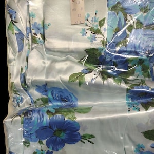Vintage Woolco Blue Flower Drapery PP21 Size 84 Acetate Two Panel Home Curtains