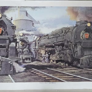Railroad Pennsylvania Lithograph Hand Signed P Lerro Orders In Hand-East Altoona