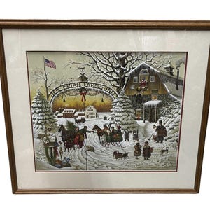 Charles Wysocki Print Christmas Greeting Signed Framed Print 9523/11000 COA