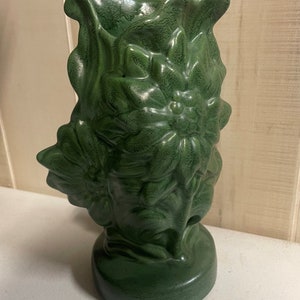 Vintage Mid Century Ceramic Green Sunflower Haeger Floral Vase