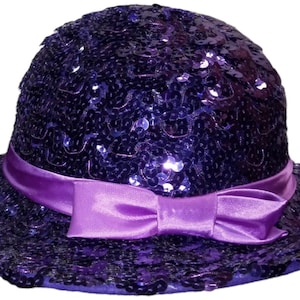 Purple Glitter Woman's Hat Antique Wool Vintage Ribbon