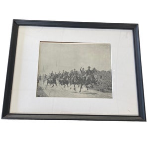 The Pursuit by William T. Trego Black and White Print With Frame