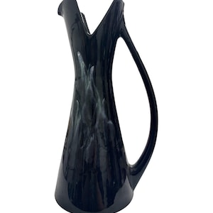 Vase Royal Haeger Vintage Black Glazed/White Lava Mid Century Modern Pitcher