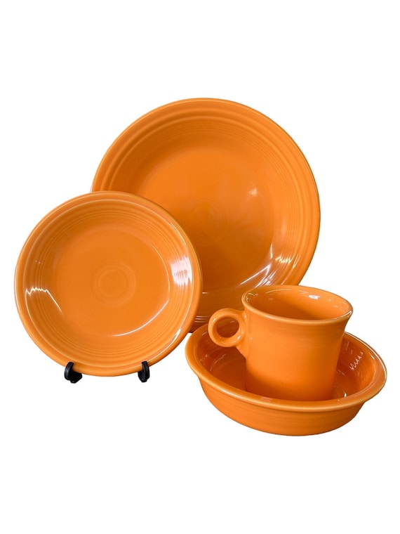 Fiesta Tangerine Orange 4pc Place Setting Homer Laughlin Ceramic