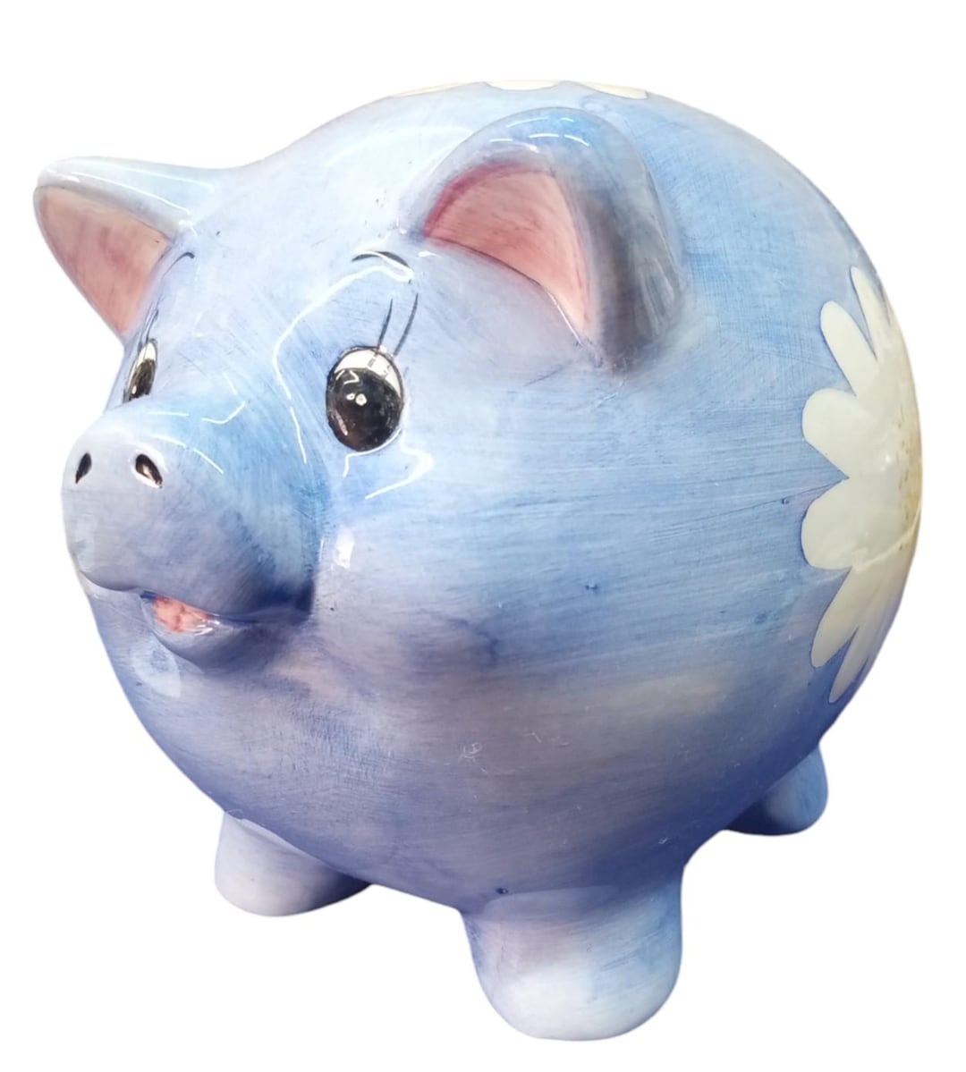 青と白の陶器製豚型貯金箱 ヴィンテージ - Etsy 日本