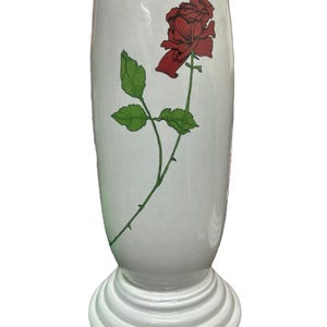 Fiesta - Gray Millennium III Flower Vase With A Rose Homer Laughlin Ceramic