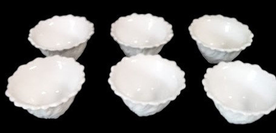 Antique Indiana Glass Milk Glass Dessert Bowls Wild Rose Etsy