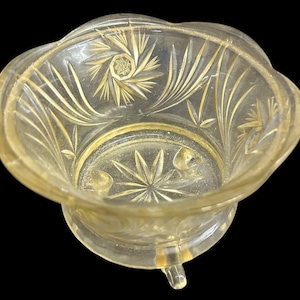 Cut Glass Candy Dish Antique American Brilliant Vintage Pinwheel Design Footed