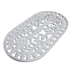 Vintage Cast Iron White Footed Trivet Victorian Ornate Kitchen Stand Antique