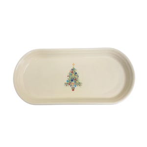 Fiesta - Ivory Christmas Tree Small Oblong Platter Homer Laughlin HLC Ceramic Bread Tray